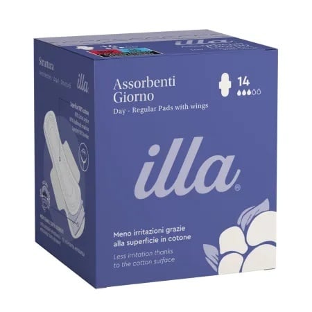 Absorbante bumbac de zi, 3 picaturi, Illa, 14 bucati