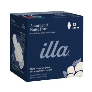 Absorbante de noapte extra din bumbac, 5 picaturi, 12 bucati, Illa Care