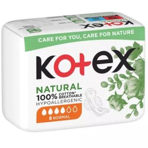 Absorbante de zi normale din bumbac, 4 picaturi, 8 bucati, Kotex