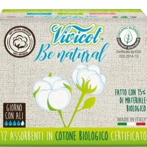 Absorbante de zi ultra subtiri din bumbac bio, 4 picaturi, 12 bucati, Vivicot Be Natural