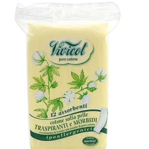 Absorbante din bumbac bio, fara aripioare, 2 picaturi, 12 bucati, Vivicot Puro Cotone