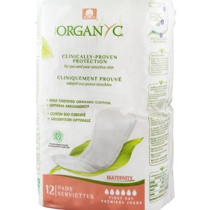 Absorbante din bumbac organic pentru perioada de dupa nastere, 12 bucati, Organyc