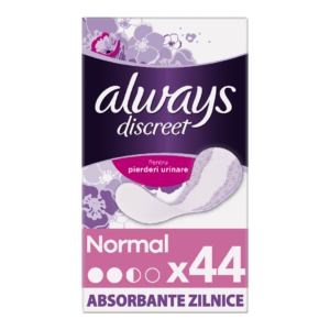 absorbante zilnice pentru incontinenta urinara always discreet normal 44 bucati.png