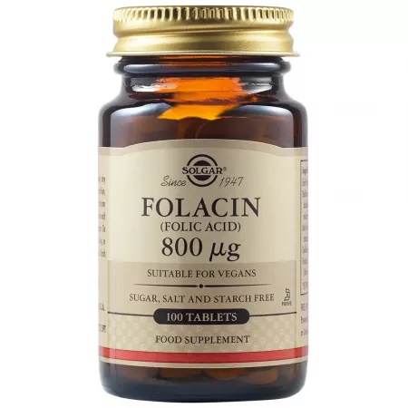 Acid Folic Folacin 800 mcg, 100 Tablete - Solgar