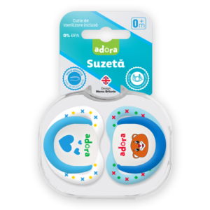 adora suzeta din silicon cu cutie de sterilizare 0 6luni design baiat.png
