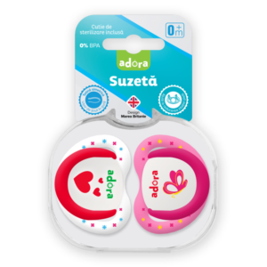 adora suzeta din silicon cu cutie de sterilizare 0 6luni design fata.png