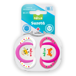 adora suzeta din silicon cu cutie de sterilizare 18luni design fata.png