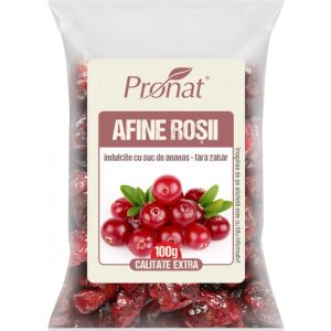 Afine rosii uscate (merisoare) fara zahar, 100g, Pronat