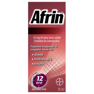 Afrin decongestionant nazal spray, 0,5mg/ml, 15ml, Bayer