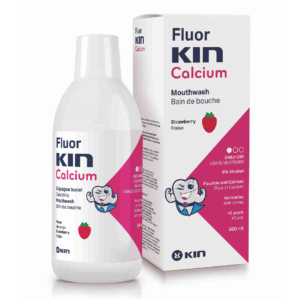 apa de gura pentru copii cu aroma de capsuni fluor kin calcium 500 ml kin.png