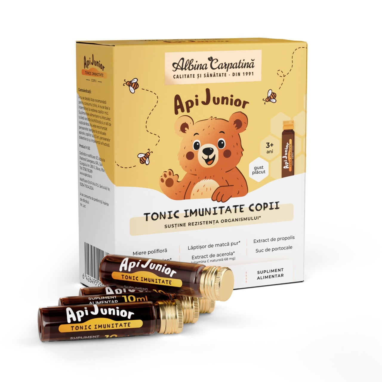 Apijunior Tonic Imunitate Copii, 10 fiole, Albina Carpatina