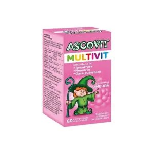 Ascovit multivit cu aroma de zmeura, 60 comprimate masticabile, Perrigo