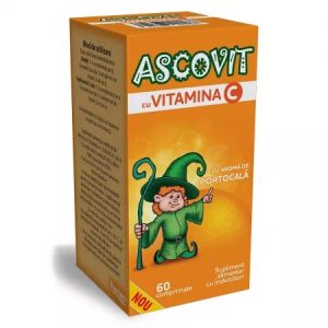 Ascovit Vitamina C cu aroma de portocale, 60 comprimate masticabile, Periggo