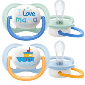 AVENT Suzete Ultra Air 0-6 luni designe text BAIETI x2 buc SCF080/01