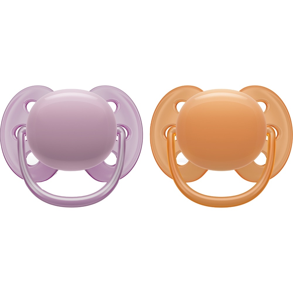 Avent Suzete Ultra Soft SCF091/33, 6-18 luni,mov-portocaliu,2 buc