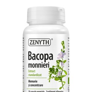 Bacopa monnieri, 30 capsule vegetale, memorie și concentrare, Zenyth