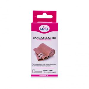 Bandaj elastic cu clema, 10cm x 4,5m, Minut