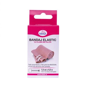 Bandaj elastic cu clema, 7,5cm x 4,5m, Minut