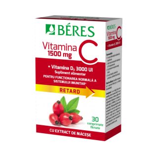 Beres Vitamina C 1500 mg RETARD + Vitamina D3 3000 UI, 30 comprimate