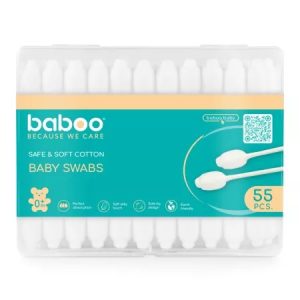 Betisoare bumbac pentru bebelusi cu protectie, 55 bucati, Baboo