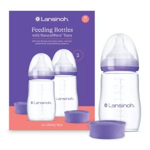 Biberon 240ml + tetina flux mediu NaturalWave, +3 luni, 2 bucăți, LANSINOH