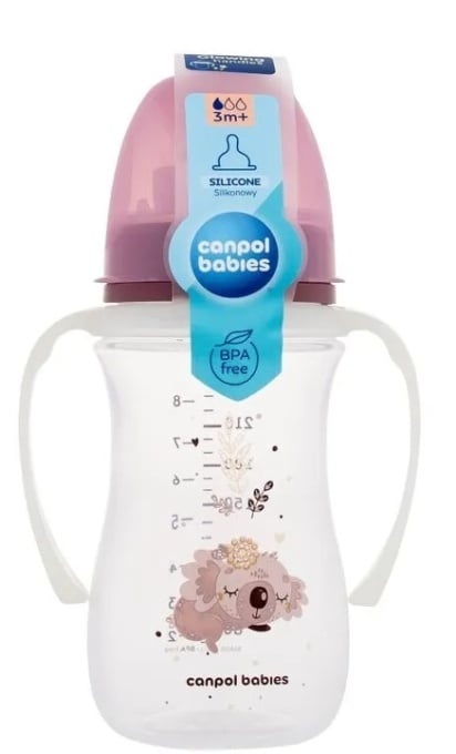 Biberon Anticolici Gat Larg EasyStart Sleepy Koala Roz 240ml – Canpol Babies