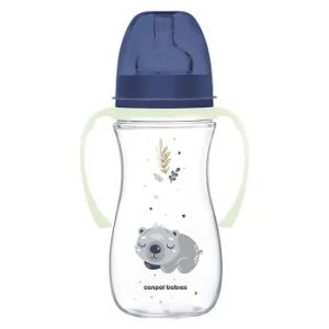 Biberon anticolici gat larg Sleepy Koala blue, 35/238, 300ml, Canpol