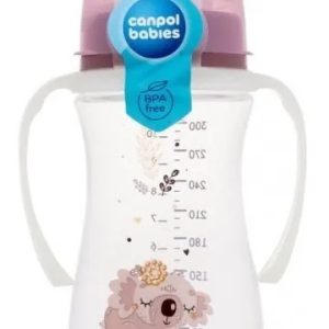 Biberon anticolici gat larg Sleepy Koala roz, 35/238, 300ml, Canpol
