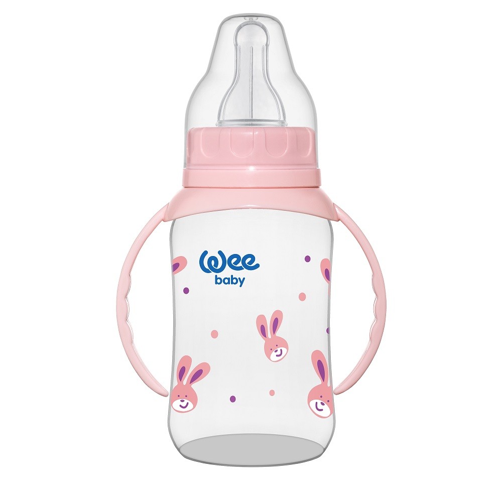 Biberon cu manere 150 ml+ tetina silicon rotunda - cod 744, Wee Baby