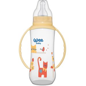 Biberon cu manere 270 ml+ tetina silicon rotunda - cod 745, Wee Baby