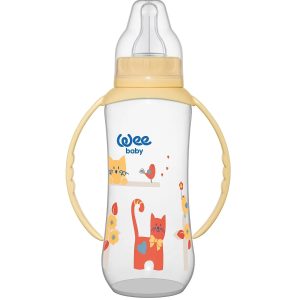 Biberon cu manere si tetina din silicon rotunda 0-6l, 270ml, 745, Wee Baby