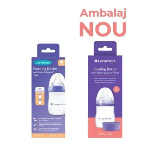 Biberon cu tetina S NaturalWave, +1luna, 160ml, Lansinoh