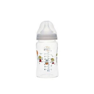 Biberon din sticla borosilicat, gat larg, 180ml, Minut Baby