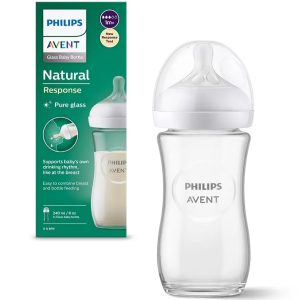 Biberon din sticla Natural Response, 1 luna +, 240 ml, Philips Avent