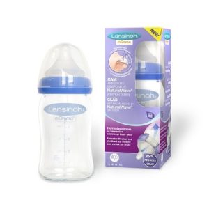 Biberon sticla cu tetina din silicon flux lent, 160 ml, Lansinoh