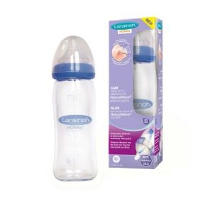 Biberon sticla cu tetina din silicon flux lent, 240 ml, Lansinoh