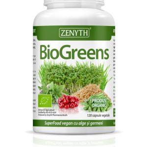BioGreens Organic cu germeni, alge si lastari, 120 capsule, Zenyth