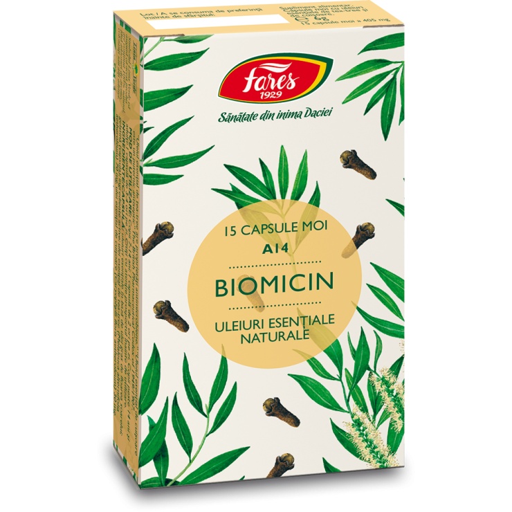 Biomicin antibiotic natural, A14, 15 capsule, Fares
