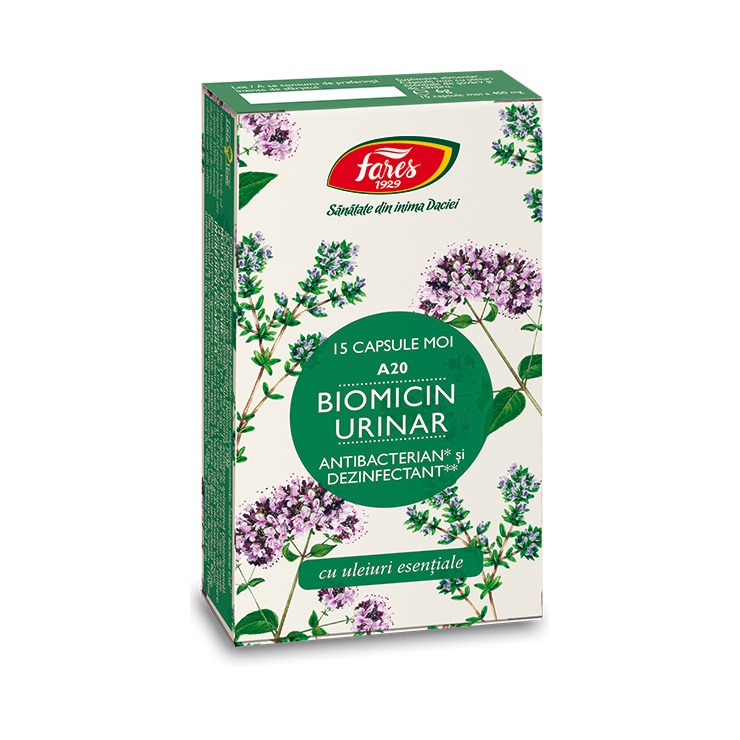 Biomicin urinar, A20, 15 capsule, Fares
