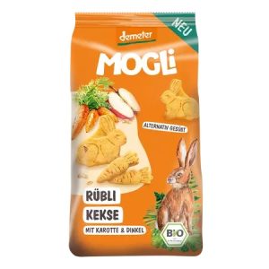 Biscuiti bio cu morcovi si mere, 125g, Mogli