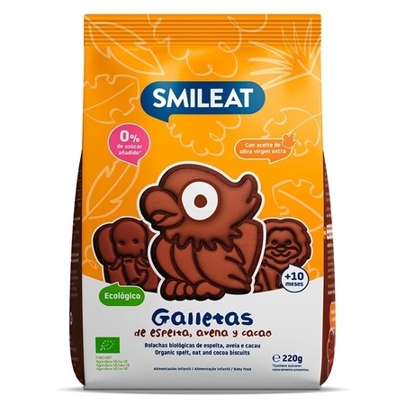 Biscuiti Bio din grau spelta si cacao in forma de animalute 220 g – Smileat