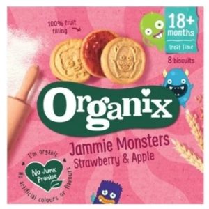 Biscuiti cu gem de capsuni si mere Goodies bio, +18 luni, 64g, Organix