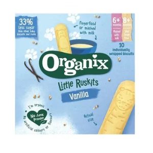 Biscuti cu vanilie pentru sugari Little Ruskits bio, +6 luni, 60g, Organix