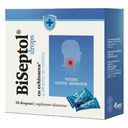 Biseptol drops cu propolis si albastru de metilen, 20 bucati, Dacia Plan