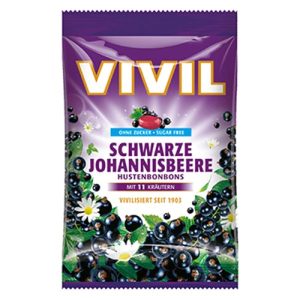 Bomboane cu aroma de coacaze negre si vitamina C, fara zahar, 60g, Vivil