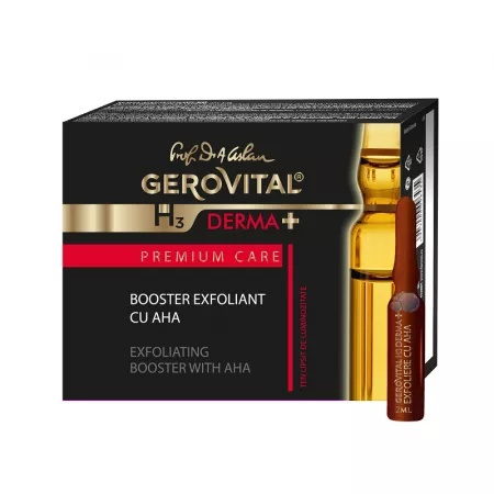 Booster exfoliant cu AHA H3 Derma+ Premium Care – 4 fiole x 2 ml, Gerovital