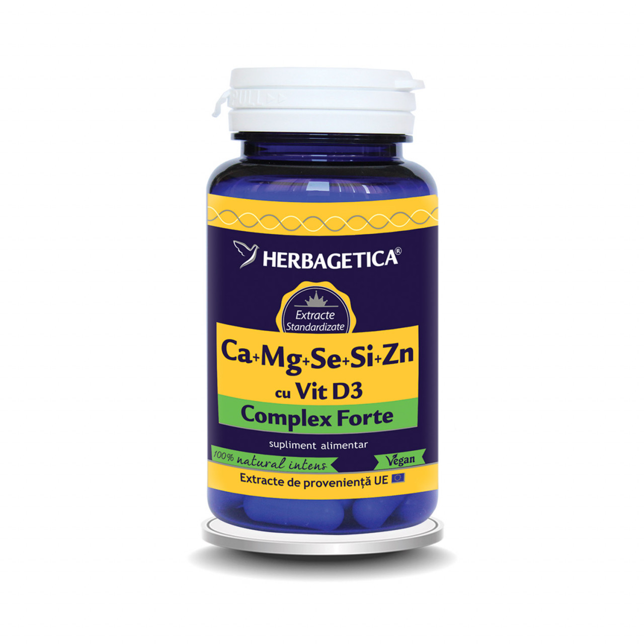 Ca+Mg+Se+Si+Zn cu vitamina D3, 60 capsule, Herbagetica