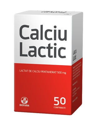 Calciu lactic 500mg x 50cp (Biofarm)