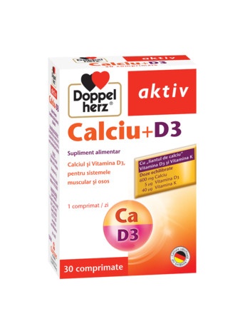 Calcium 600mg + vitamina D3, 30 comprimate, Doppelherz
