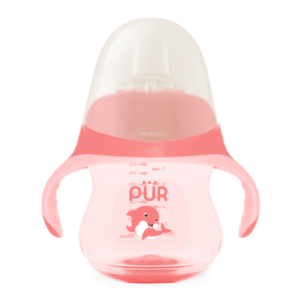 cana in forma de delfin cu cioc din silicon 6 luni roz 230ml pur1.png